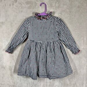 Sergent Major Gingham Ruffle Dress Size 3 98cm Black White Check Rustic Cottage